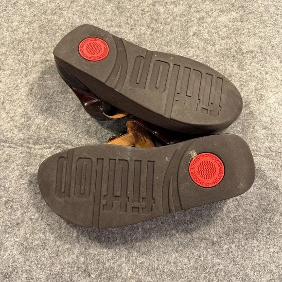 FitFlop Sandals Shoes Womens Size 9 Brown Thong Wedge Comfort Chain Slip On - Picture 9 of 10